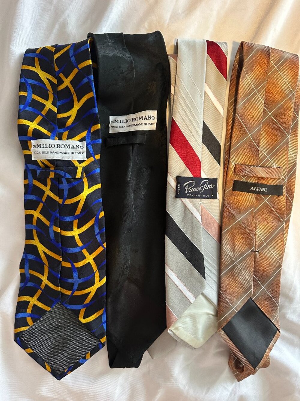 Vintage Italian Silk Ties Lot 4 Emilio Romano Prince Gino Alfani Designer Luxury